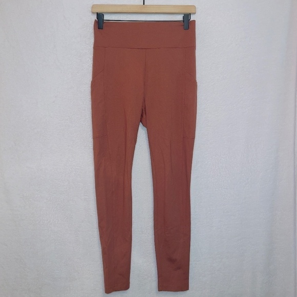 Lou & Grey Orange High Waisted Side Pockets Ankle Length Casual Leggings size SM - Picture 1 of 5